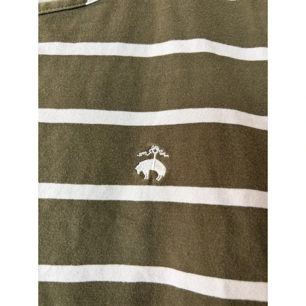 Brooks Brothers Kids Olive Green White Striped T-Shirt Size‎ S